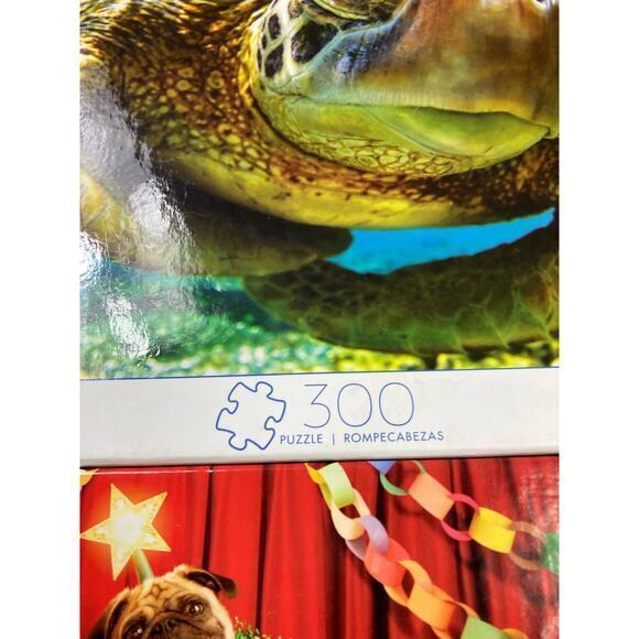 Jigsaw Puzzle Bundle Set of 2 300 Piece Christmas & Sea Turtle Pug-Mas Theme - Picture 3 of 9